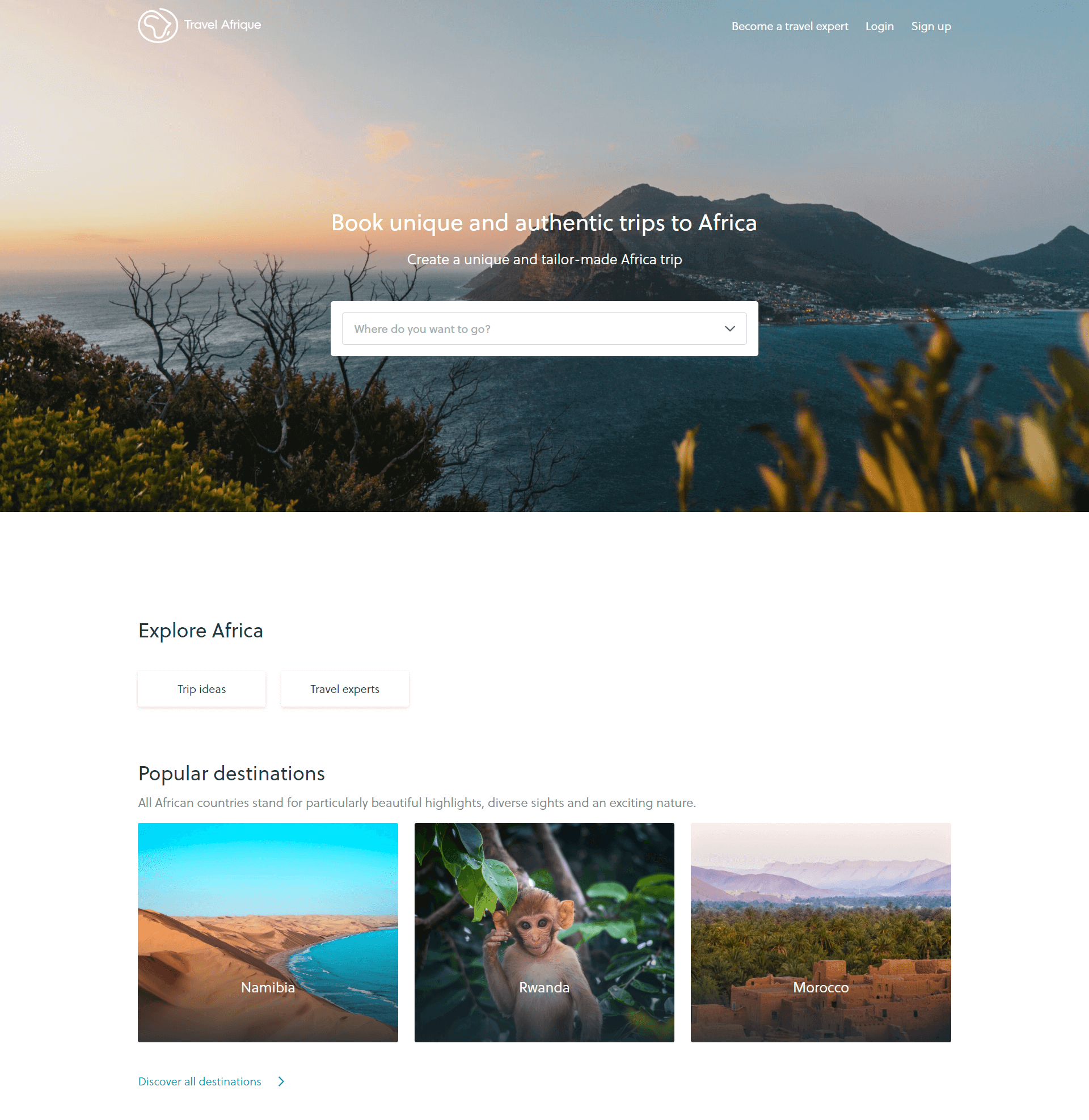 Travel Afrique project screenshot
